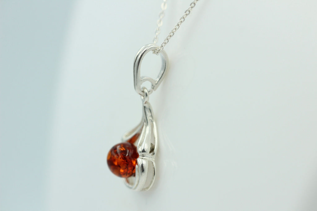 Berntein Anhänger 925 Silber Collier Kette Bernsteinschmuck Top Edel