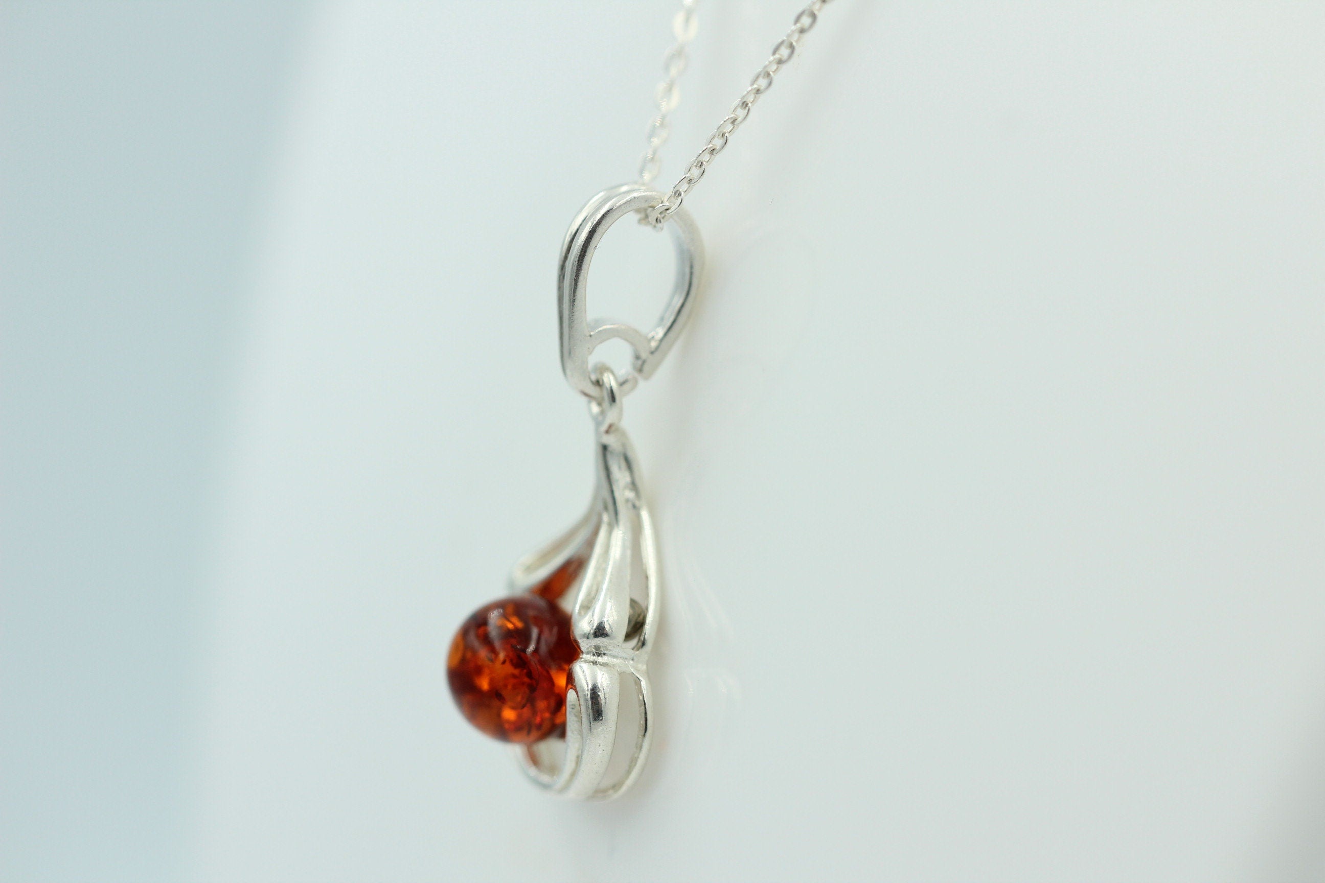 Berntein Anhänger 925 Silber Collier Kette Bernsteinschmuck Top Edel