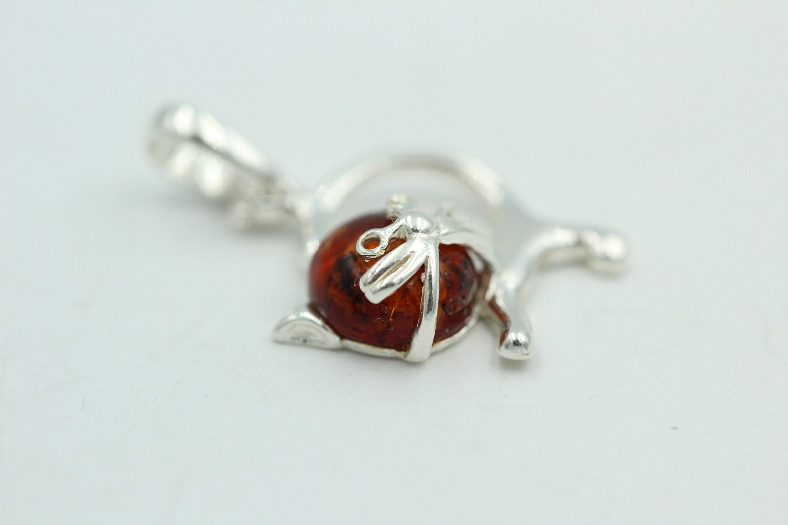 Bernstein Anhänger Katze 925 Silber Katzenanhänger Mädchen Frauen Collier Kette