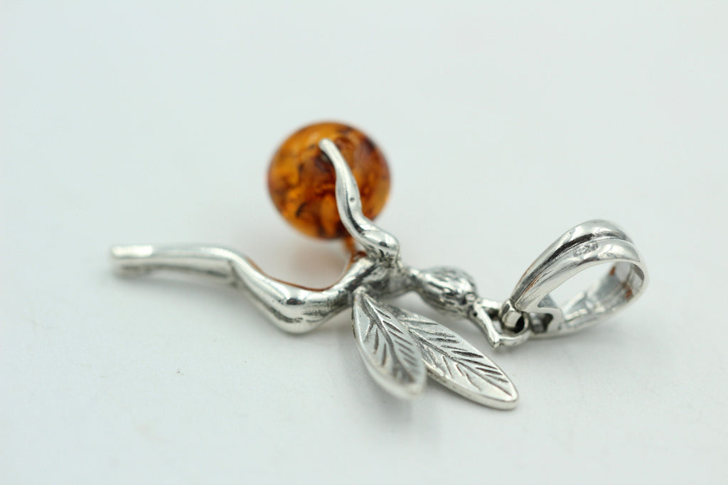 Bernstein Elfe Anhänger 925 Silber Collier Kette Elfenanhänger Benrsteinengel