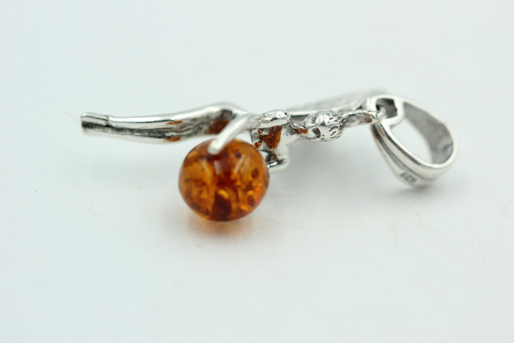 Bernstein Elfe Anhänger 925 Silber Collier Kette Elfenanhänger Benrsteinengel