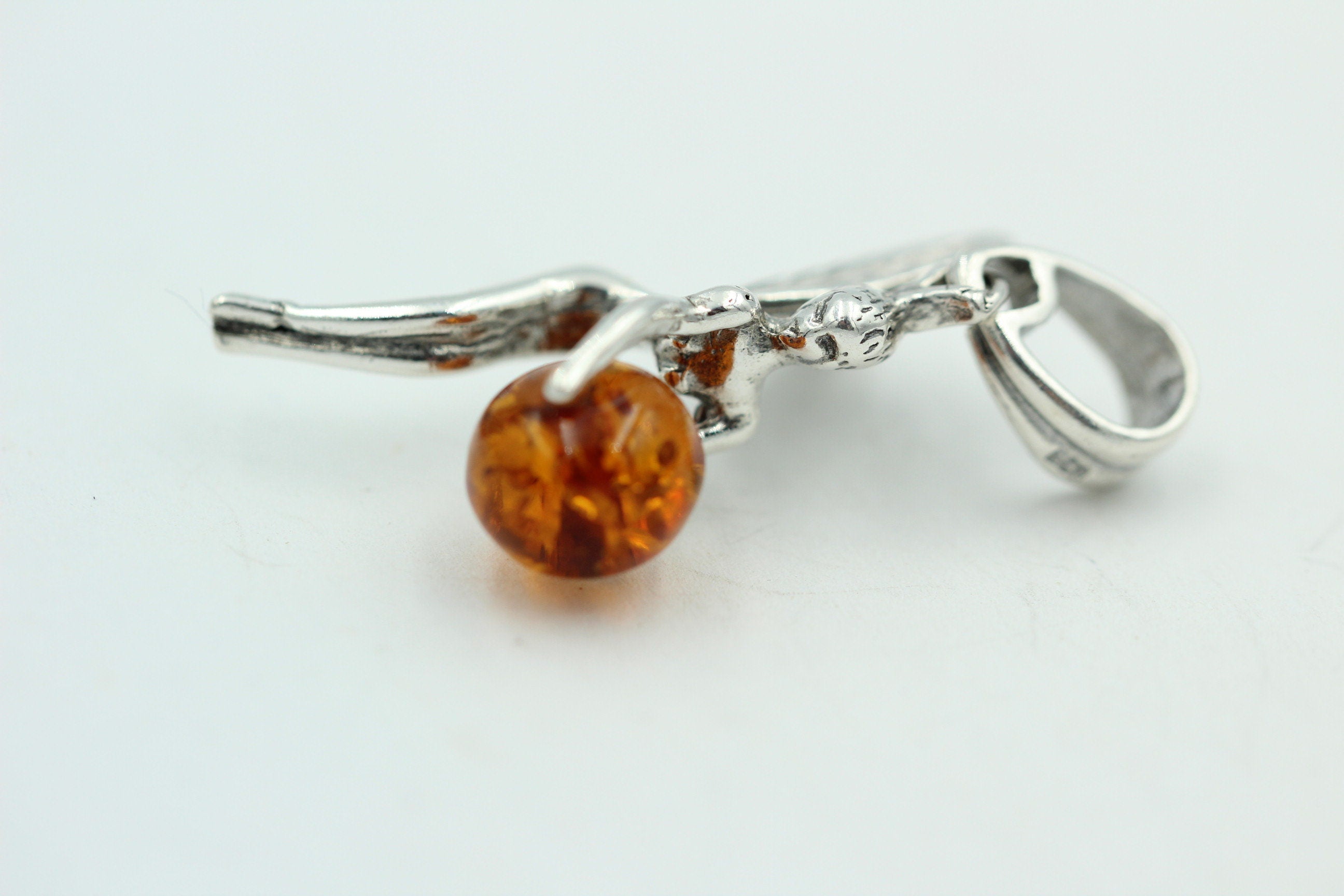 Bernstein Elfe Anhänger 925 Silber Collier Kette Elfenanhänger Benrsteinengel