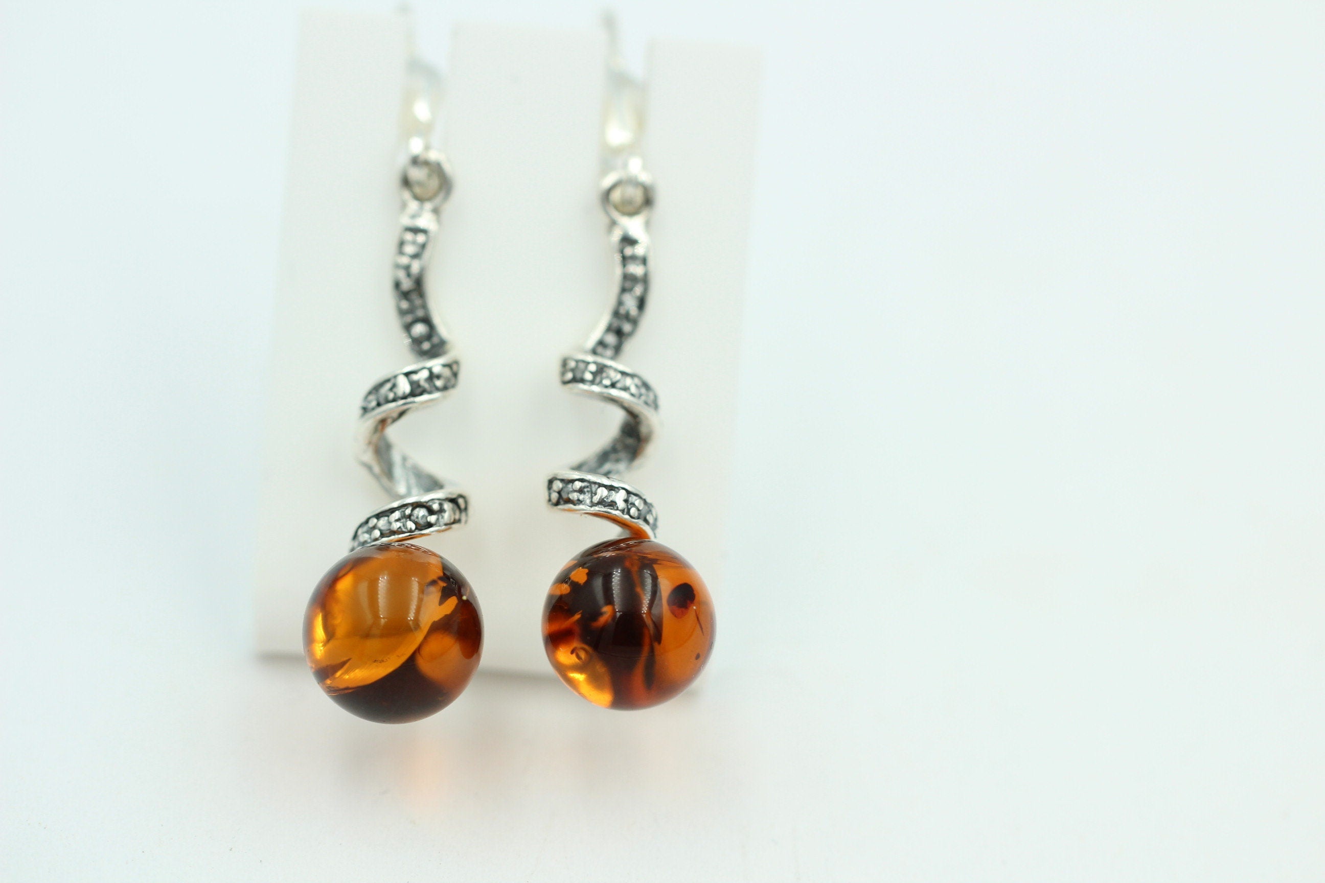 Bernstein Ohrhänger Designschmuck 925 Silber Bernsteinohrschmuck aus Litauen