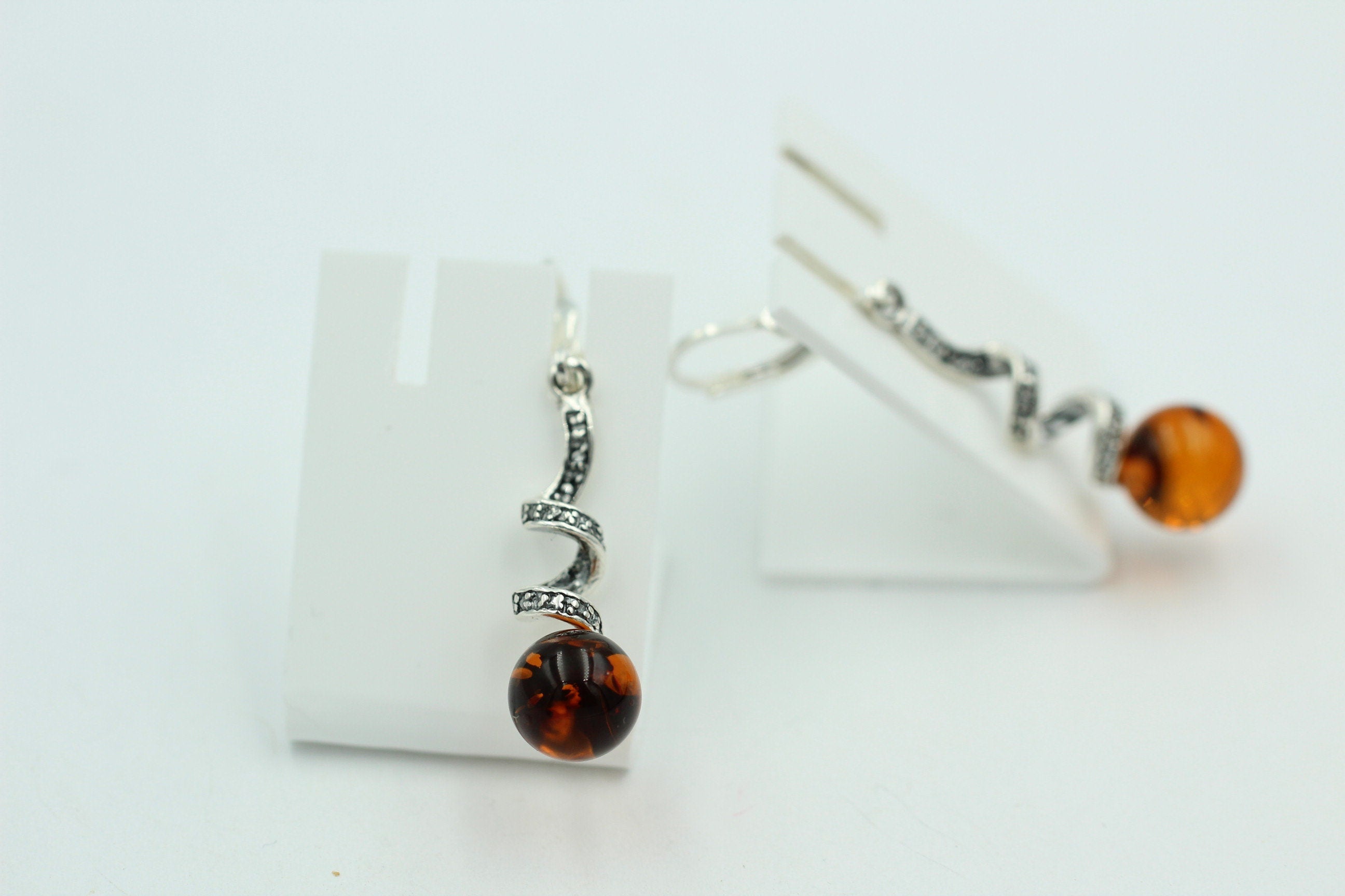 Bernstein Ohrhänger Designschmuck 925 Silber Bernsteinohrschmuck aus Litauen