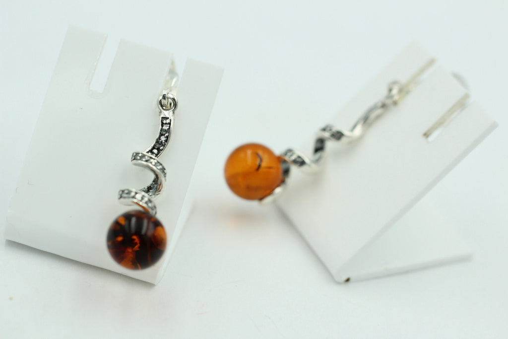 Bernstein Ohrhänger Designschmuck 925 Silber Bernsteinohrschmuck aus Litauen