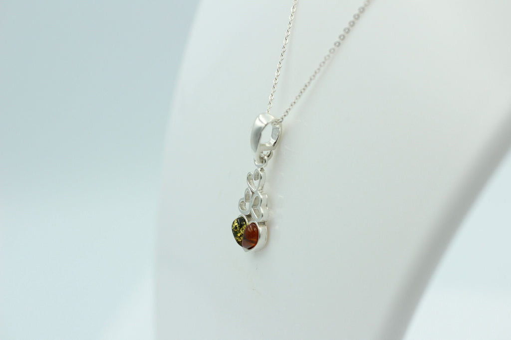 Bernstein Anhänger 925 Silber verschiedene Herzen Collier Kette zweifarbig