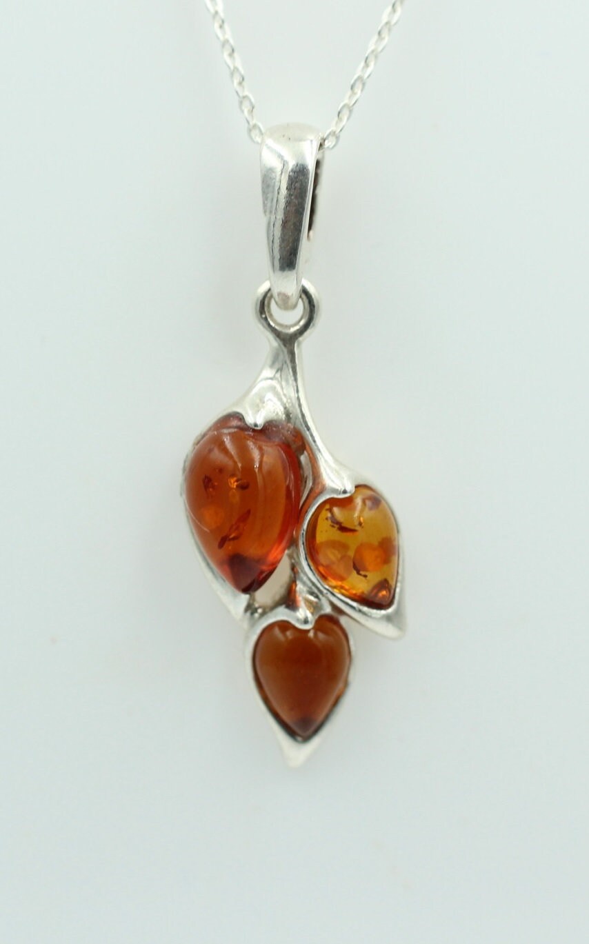 Edler Anhänger Bernstein 925 Silber Collier Kette Bernstein aus Letland