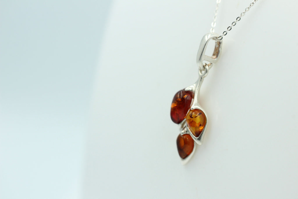 Edler Anhänger Bernstein 925 Silber Collier Kette Bernstein aus Letland