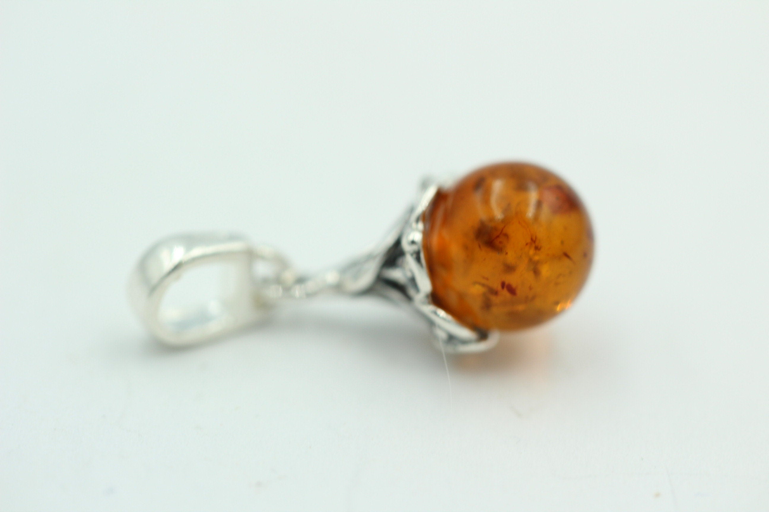 Bersteinanhänger 925 Silber Bernstein Anhänger Collier Kette Bernsteinkugel