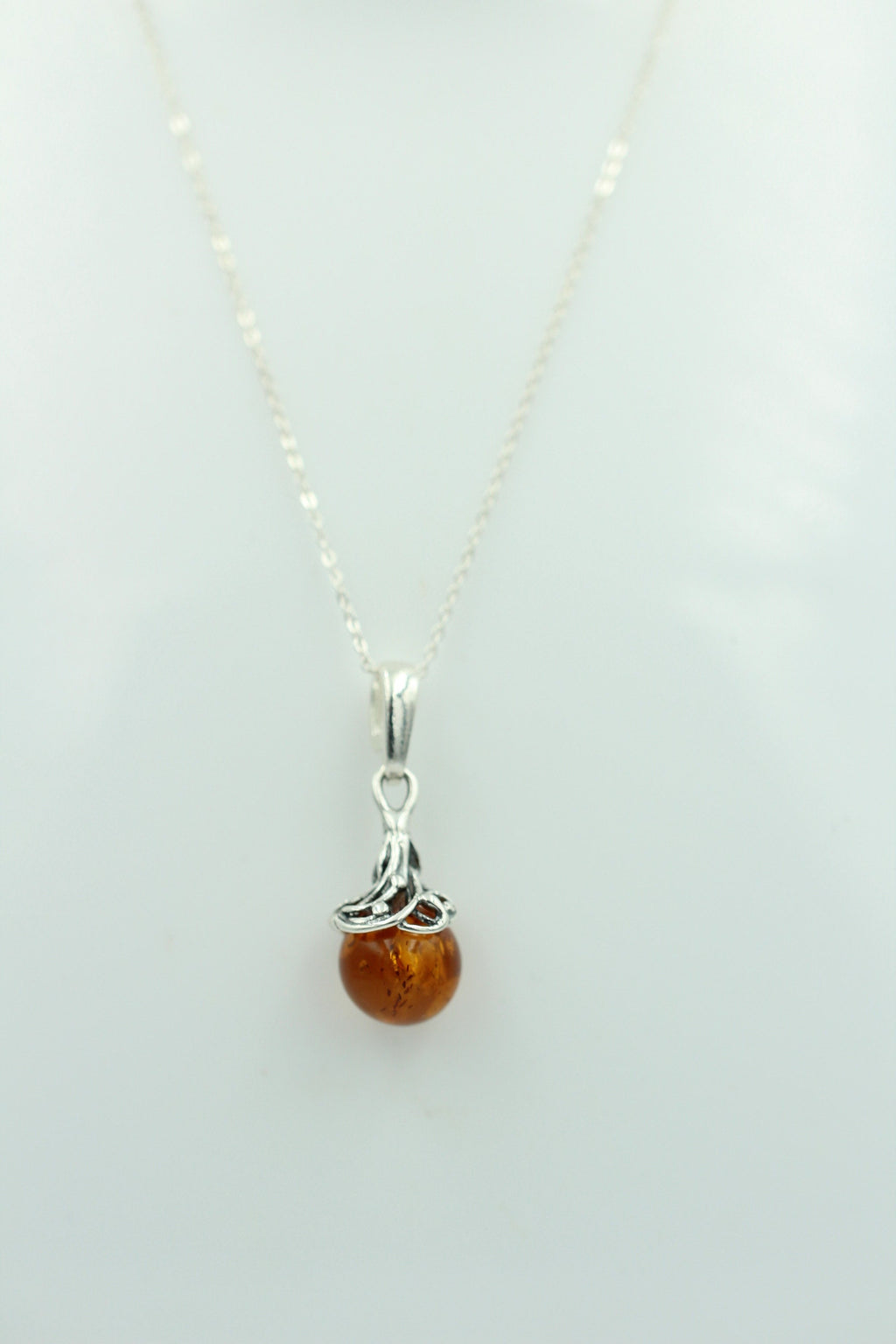 Bersteinanhänger 925 Silber Bernstein Anhänger Collier Kette Bernsteinkugel