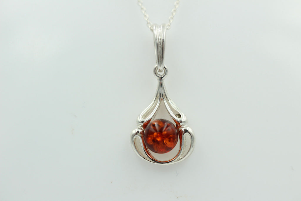 Berntein Anhänger 925 Silber Collier Kette Bernsteinschmuck Top Edel