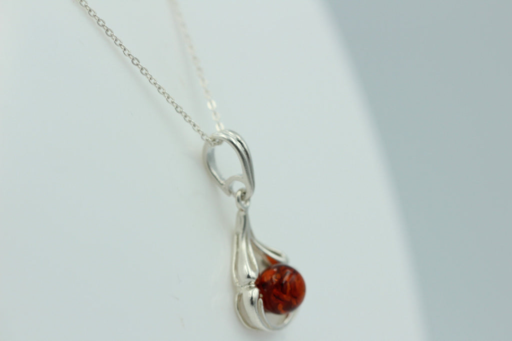 Berntein Anhänger 925 Silber Collier Kette Bernsteinschmuck Top Edel