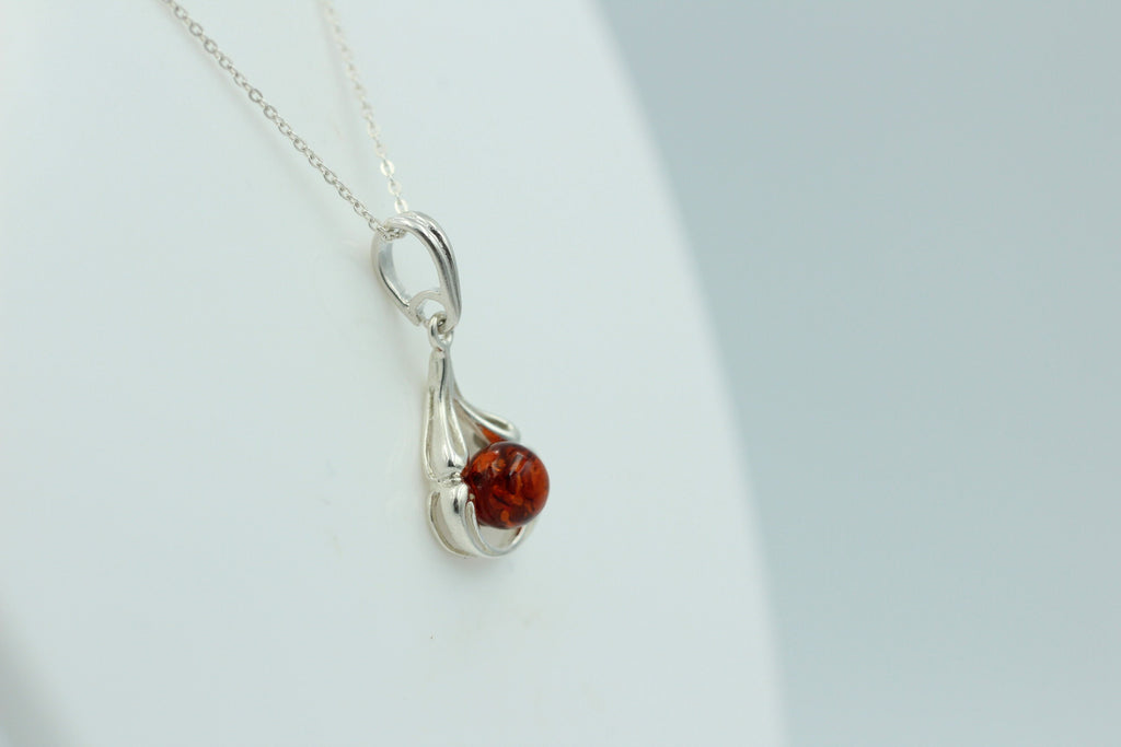 Berntein Anhänger 925 Silber Collier Kette Bernsteinschmuck Top Edel