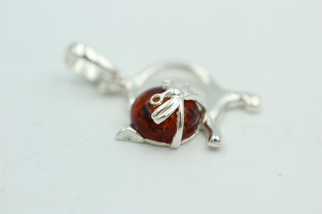 Bernstein Anhänger Katze 925 Silber Katzenanhänger Mädchen Frauen Collier Kette