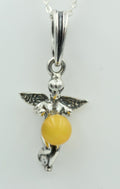 Bernstein Engel Anhänger 925 Silber Collier Kette Engelanhänger Benrsteinelfe