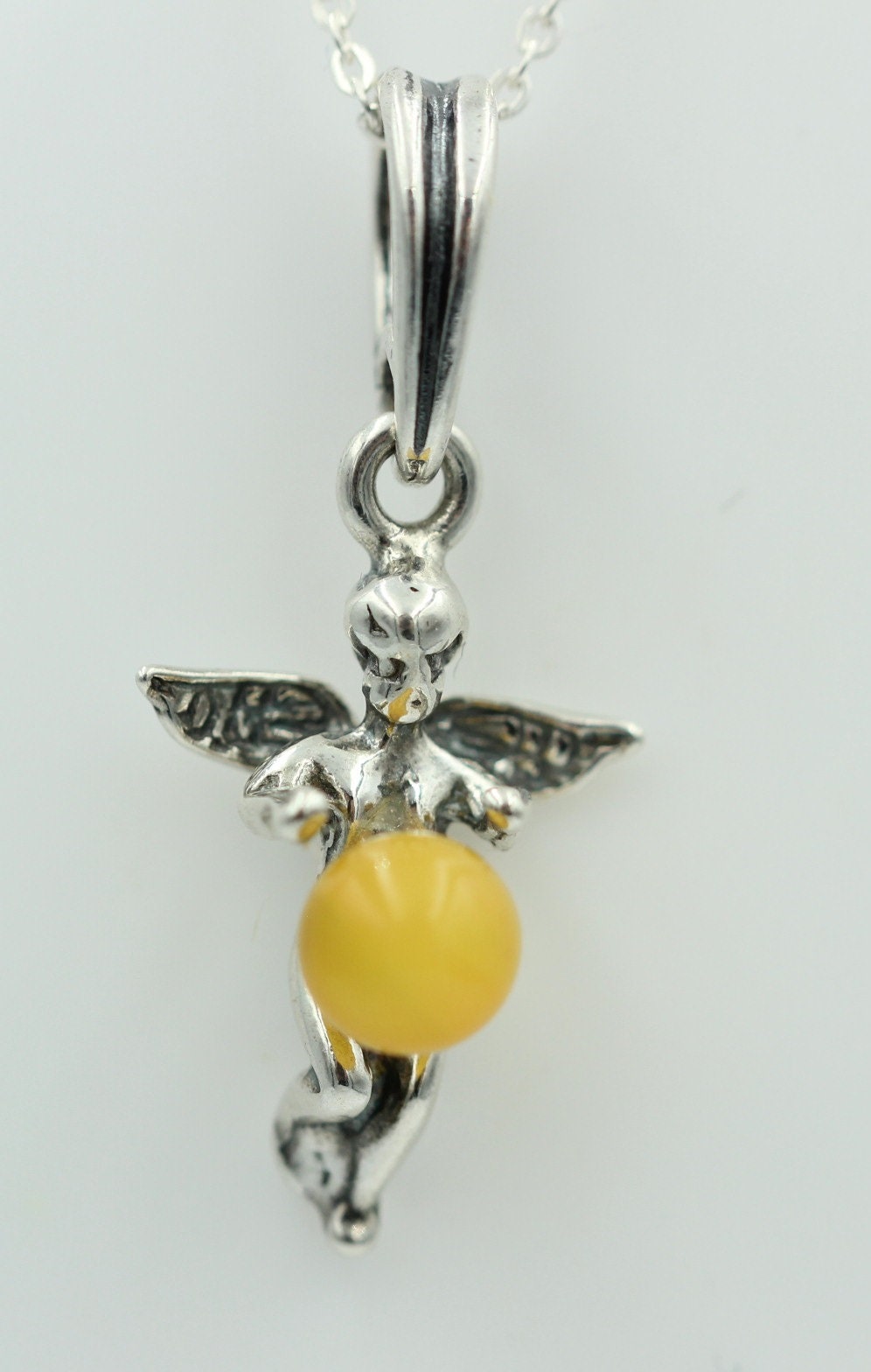 Bernstein Engel Anhänger 925 Silber Collier Kette Engelanhänger Benrsteinelfe