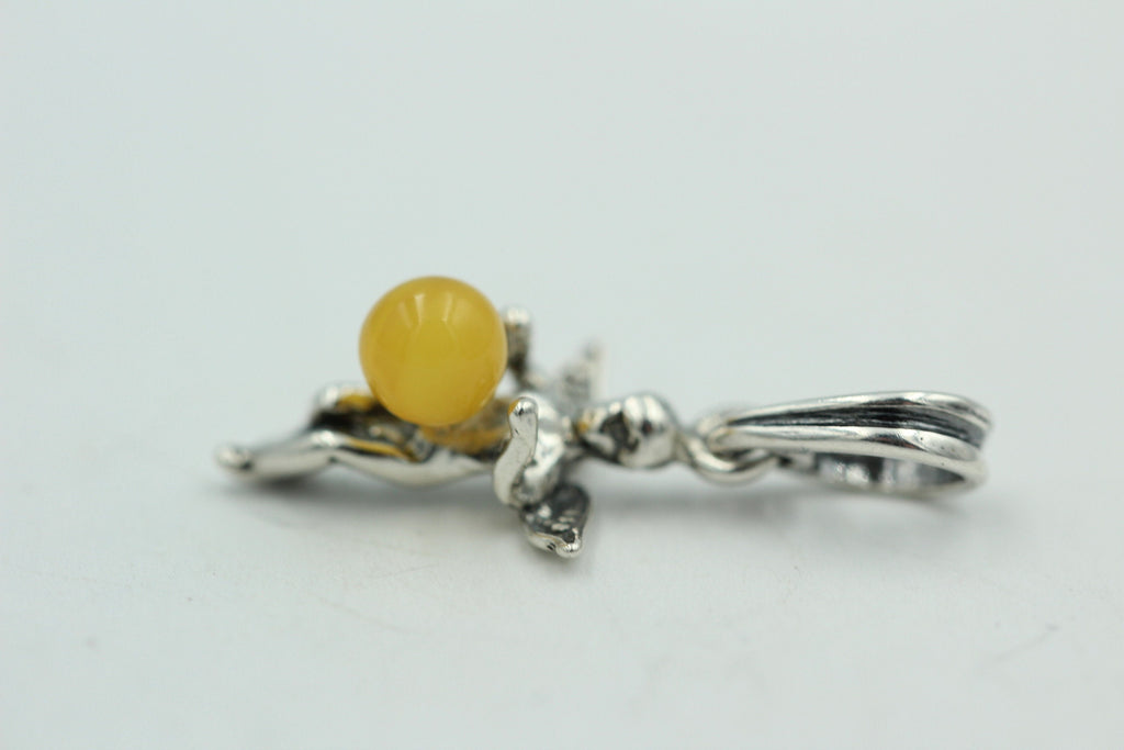 Bernstein Engel Anhänger 925 Silber Collier Kette Engelanhänger Benrsteinelfe