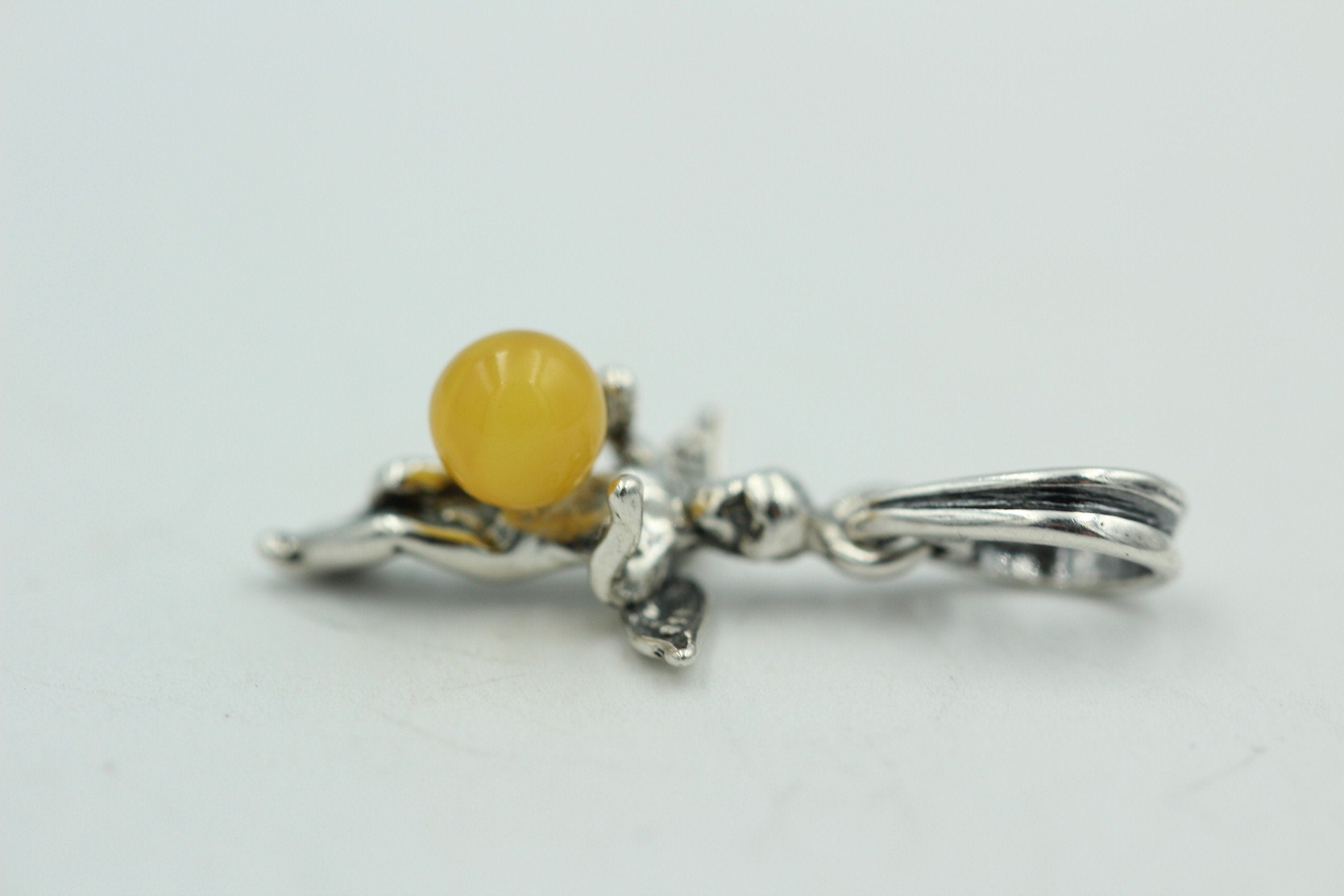 Bernstein Engel Anhänger 925 Silber Collier Kette Engelanhänger Benrsteinelfe