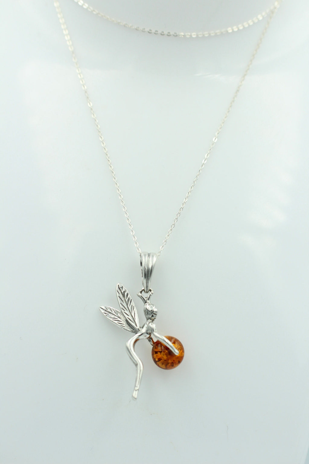 Bernstein Elfe Anhänger 925 Silber Collier Kette Elfenanhänger Benrsteinengel