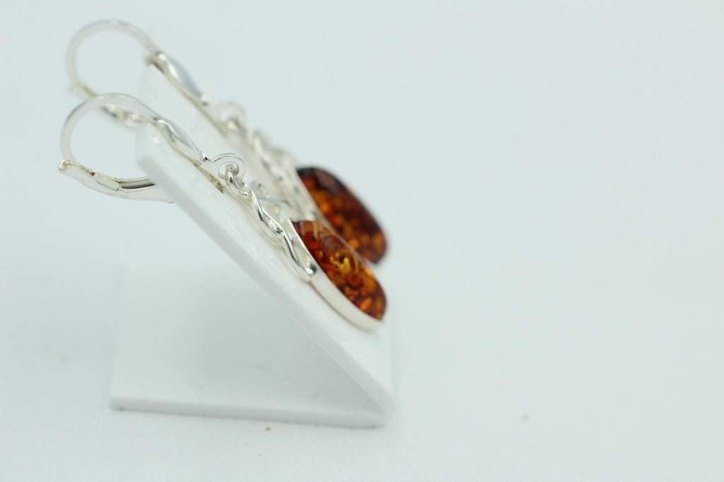 Edle Design Bernstein Ohrhänger 925 Silber Bernstein Letland Ohrschmuck Brisur