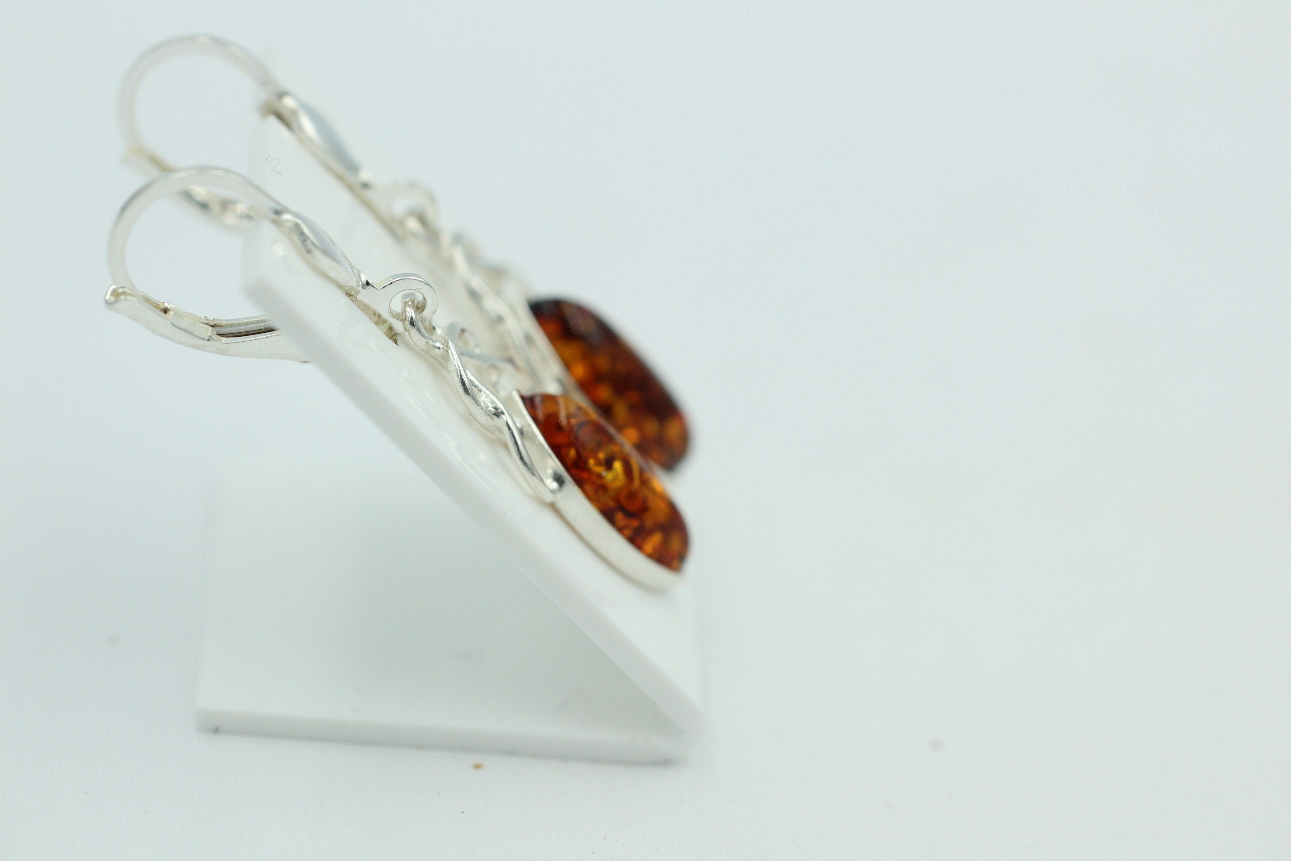 Edle Design Bernstein Ohrhänger 925 Silber Bernstein Letland Ohrschmuck Brisur