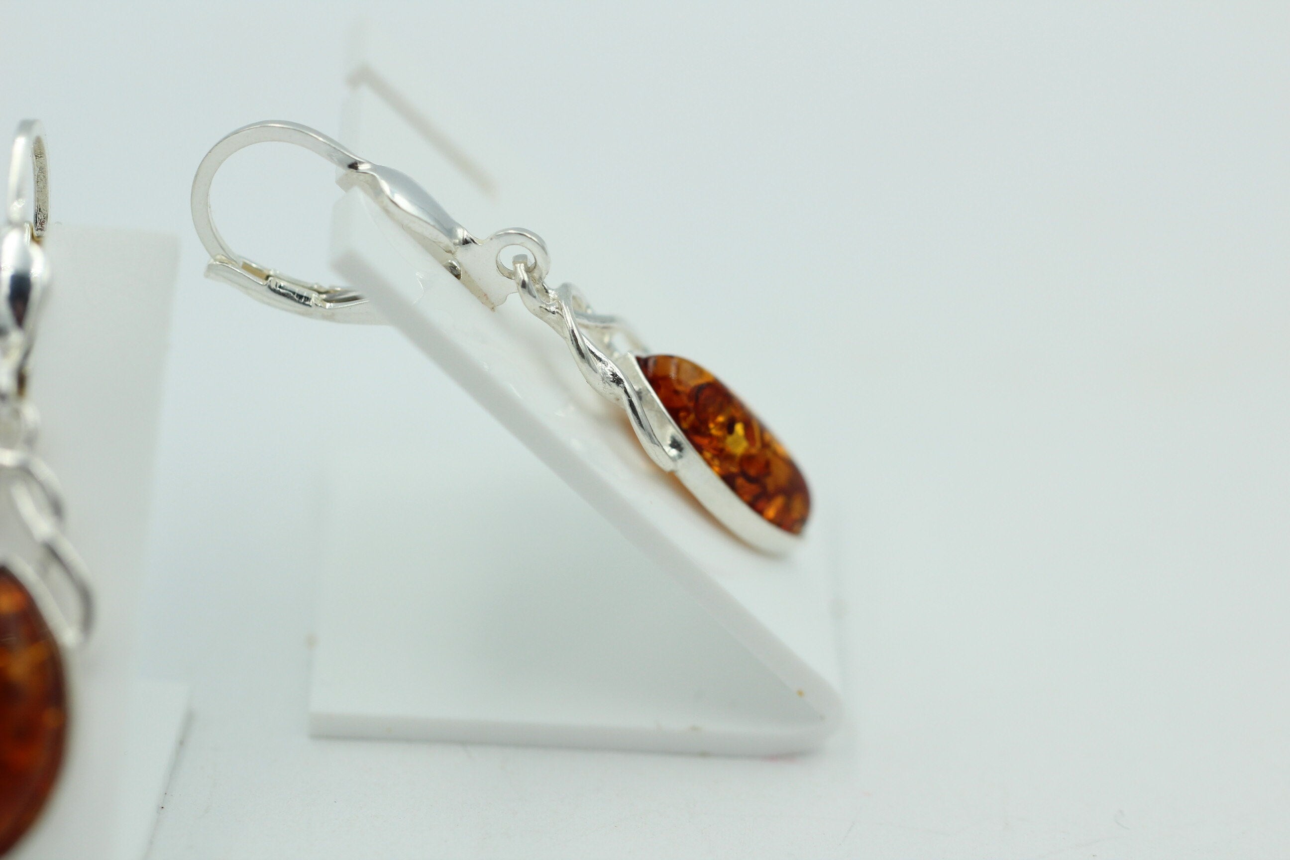 Edle Design Bernstein Ohrhänger 925 Silber Bernstein Letland Ohrschmuck Brisur