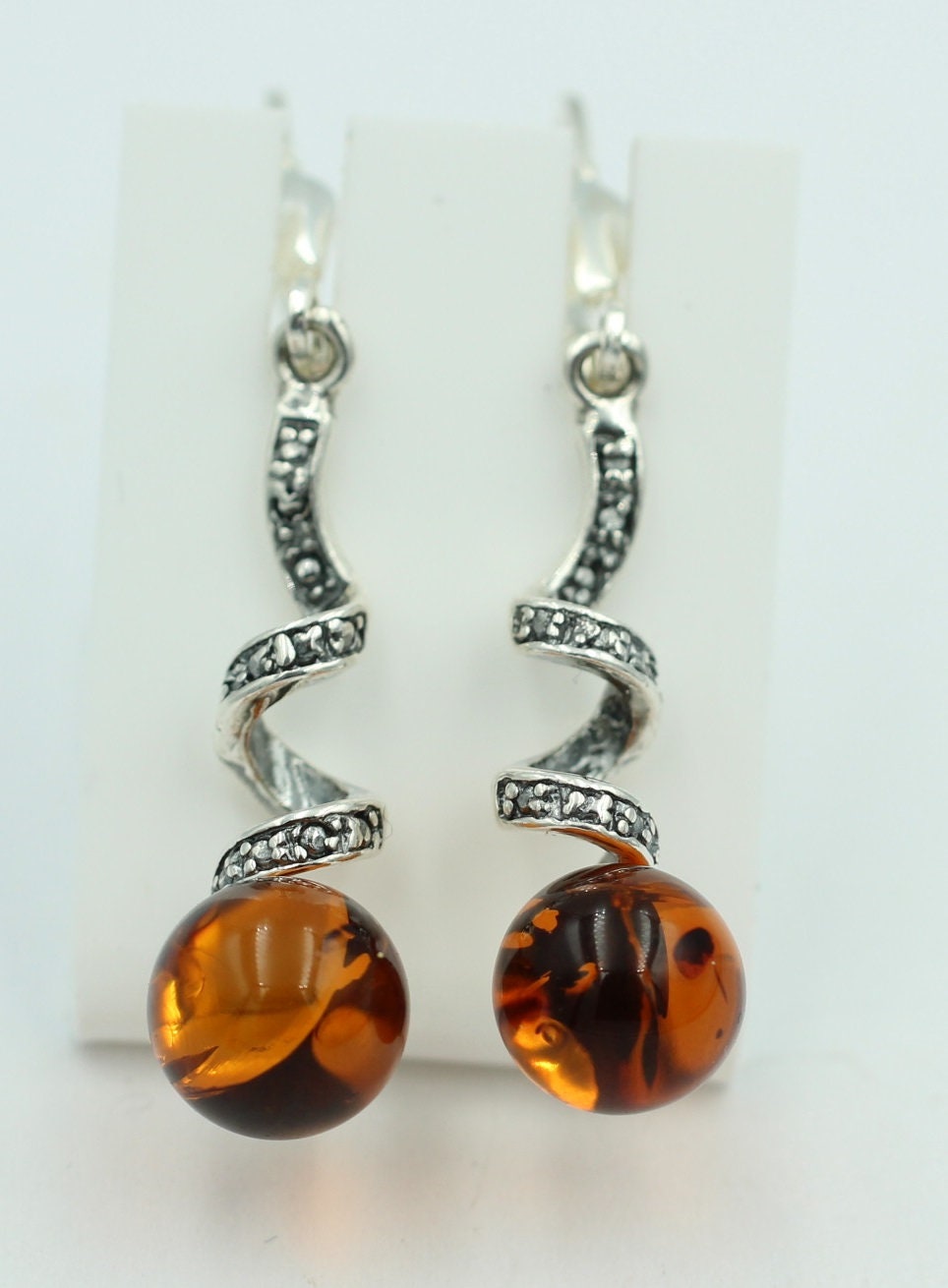 Bernstein Ohrhänger Designschmuck 925 Silber Bernsteinohrschmuck aus Litauen