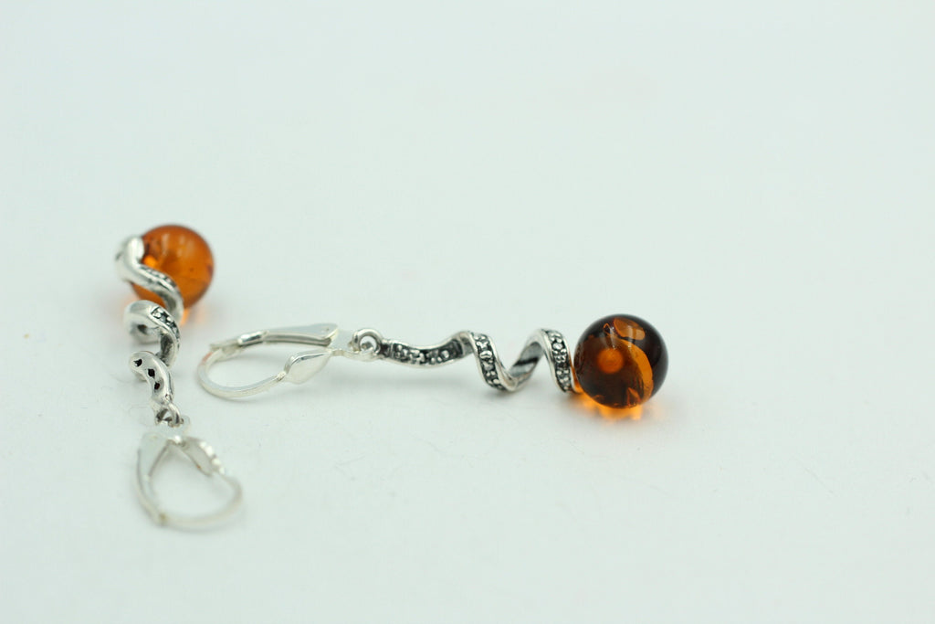 Bernstein Ohrhänger Designschmuck 925 Silber Bernsteinohrschmuck aus Litauen