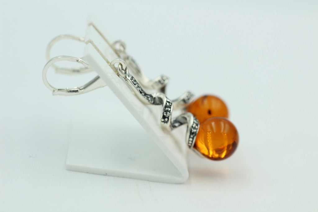 Bernstein Ohrhänger Designschmuck 925 Silber Bernsteinohrschmuck aus Litauen