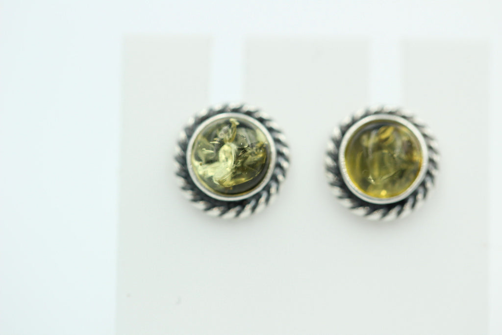 Edle grüne Bernstein Ohrstecker 925 Silber Ohrschmuck Bernstein Letland