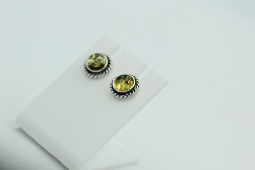 Edle grüne Bernstein Ohrstecker 925 Silber Ohrschmuck Bernstein Letland