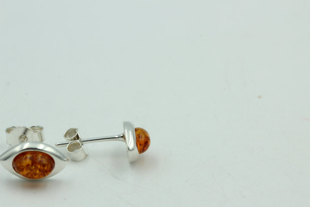 Edle Bernsteinohrstecker 925 Silber Ohrring Unisex Bernstein Litauen