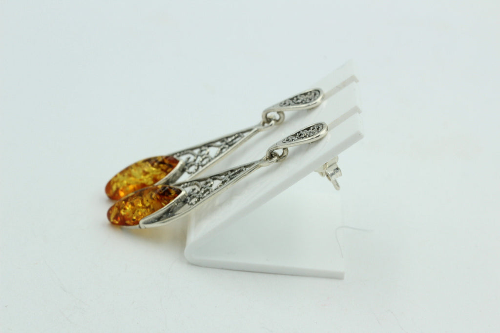 Bernstein Ohrhänger 925 Silber Filigran Bernsteinschmuck Top Edel