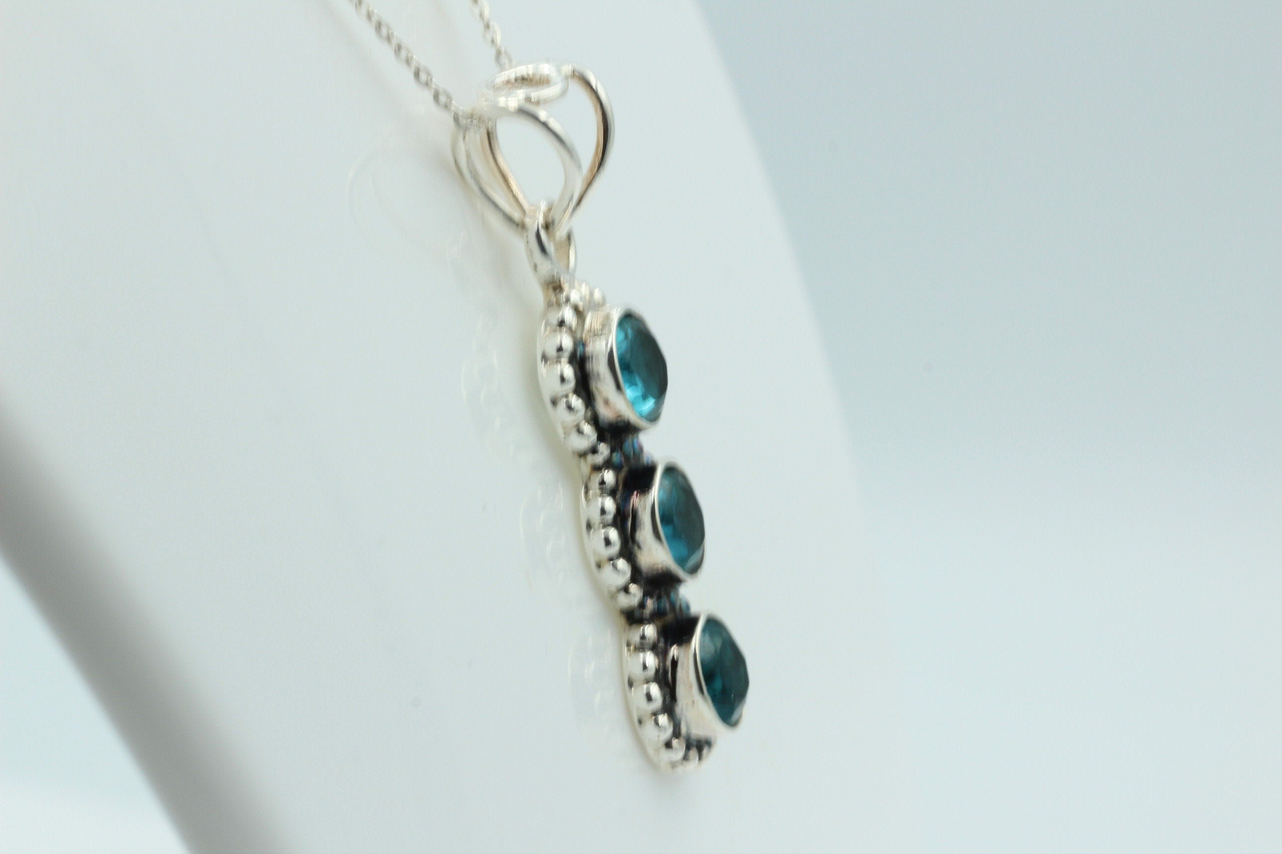 Blautopas Anhänger 925 Silber Collier Kette blauer Topas Sonderposten
