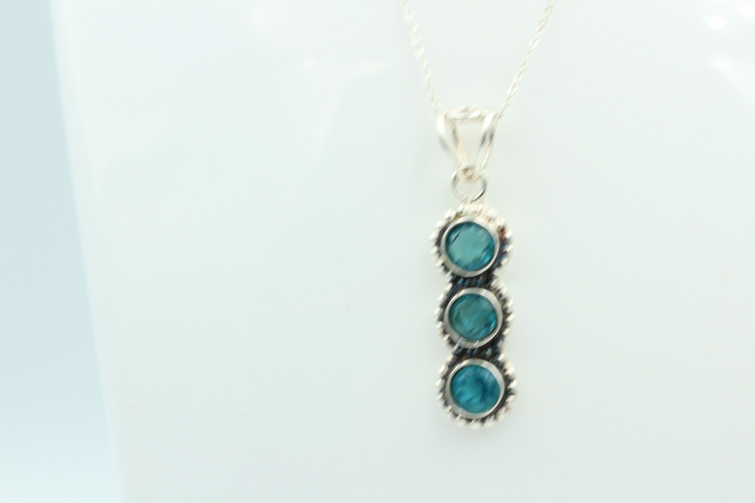 Blautopas Anhänger 925 Silber Collier Kette blauer Topas Sonderposten