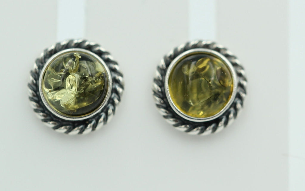 Edle grüne Bernstein Ohrstecker 925 Silber Ohrschmuck Bernstein Letland