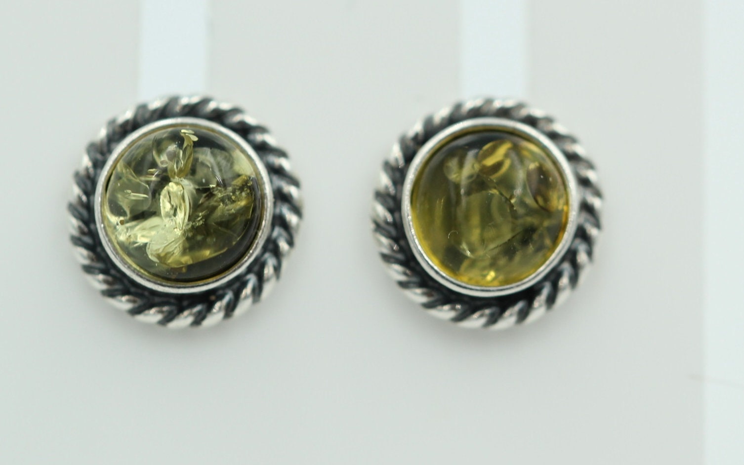 Edle grüne Bernstein Ohrstecker 925 Silber Ohrschmuck Bernstein Letland