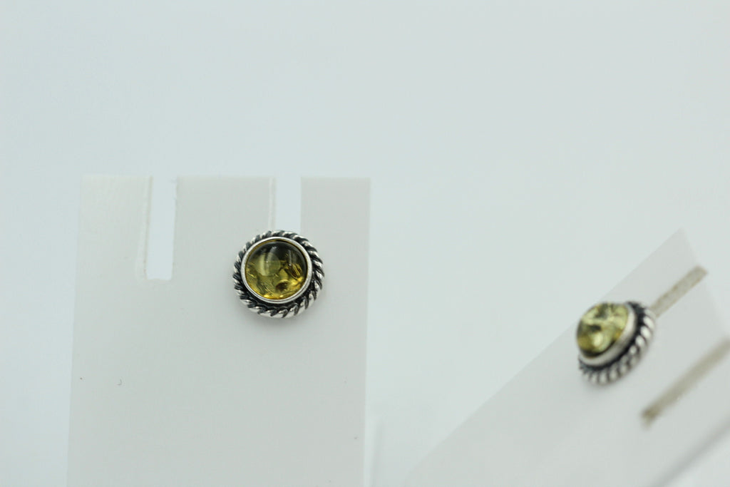 Edle grüne Bernstein Ohrstecker 925 Silber Ohrschmuck Bernstein Letland