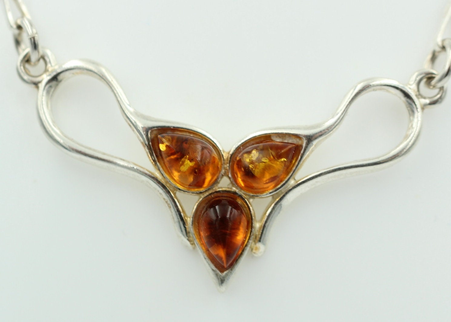 Bernstein Collier braun 925 Sterling Silber Bernsteinkette ca 42 cm