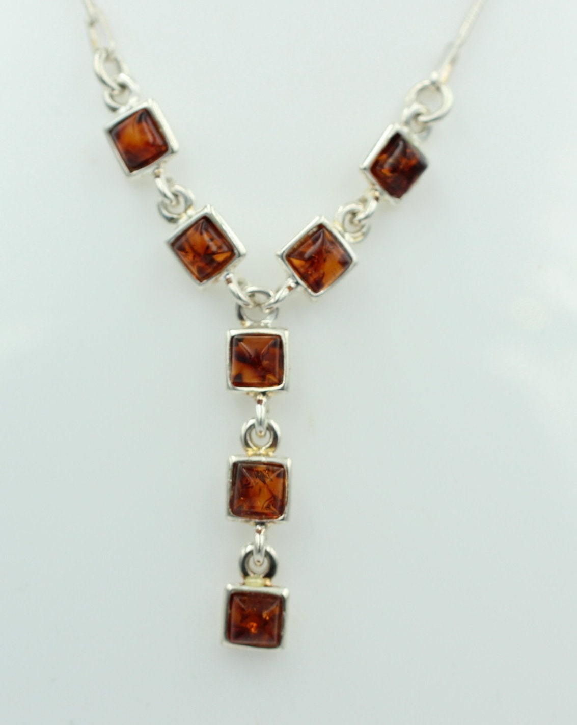 Bernstein Collier brauner Bernstein 925 Sterling Silber Bernsteinkette ca 42 cm