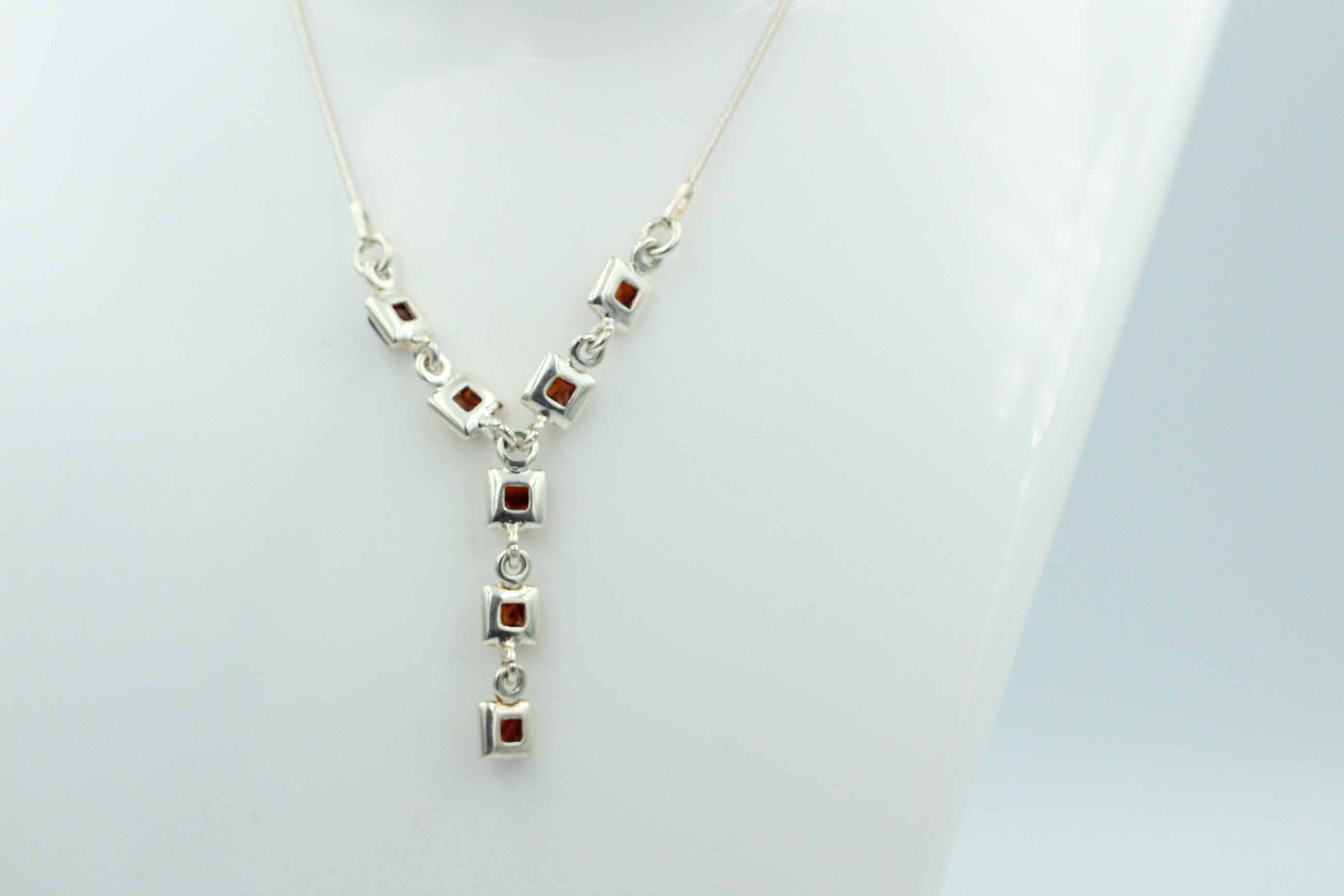 Bernstein Collier brauner Bernstein 925 Sterling Silber Bernsteinkette ca 42 cm