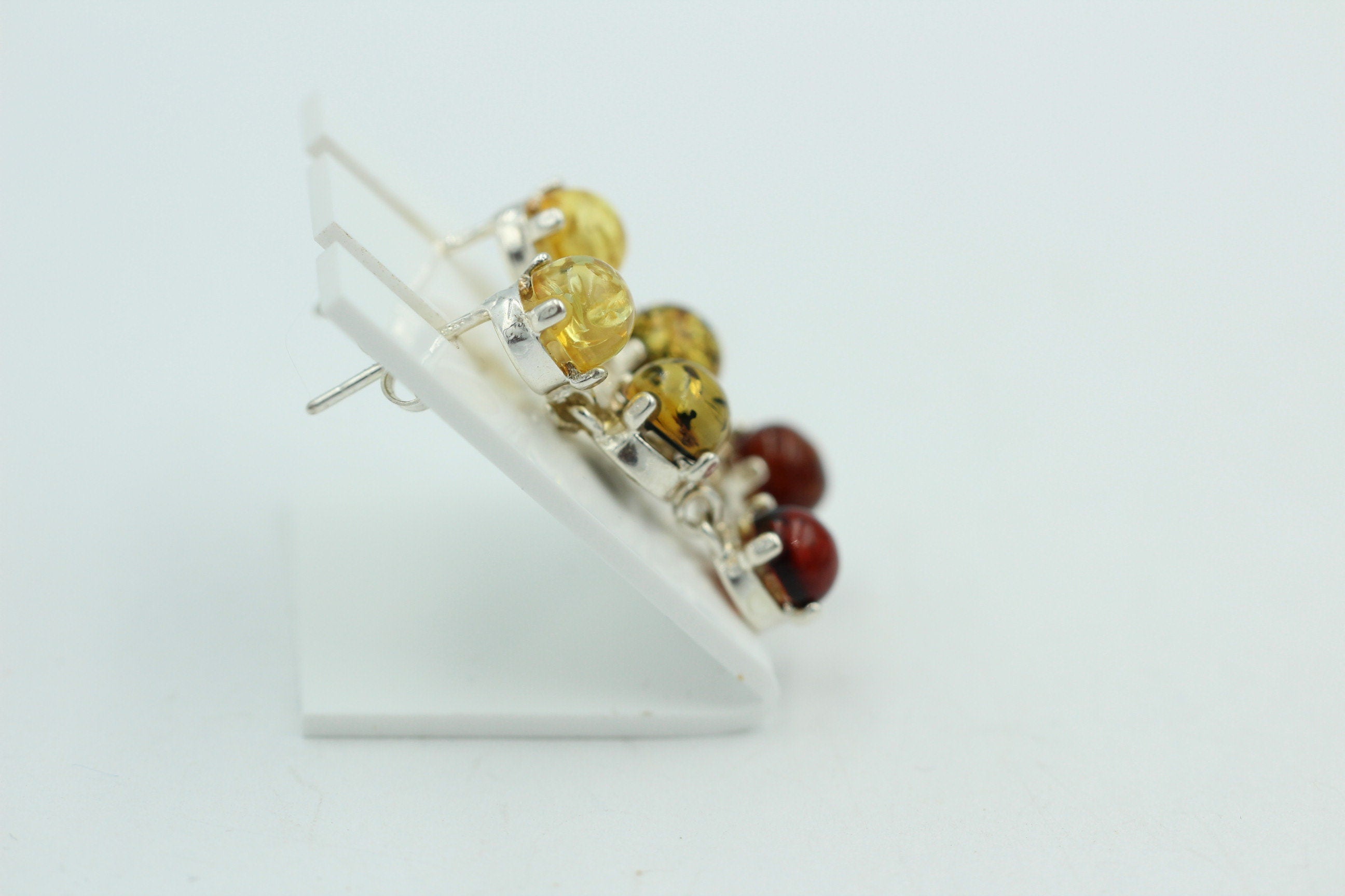 Bernstein Brisur 925 Silber Ohrstecker Ohrring Cabochon vom Baltikum Top Edel