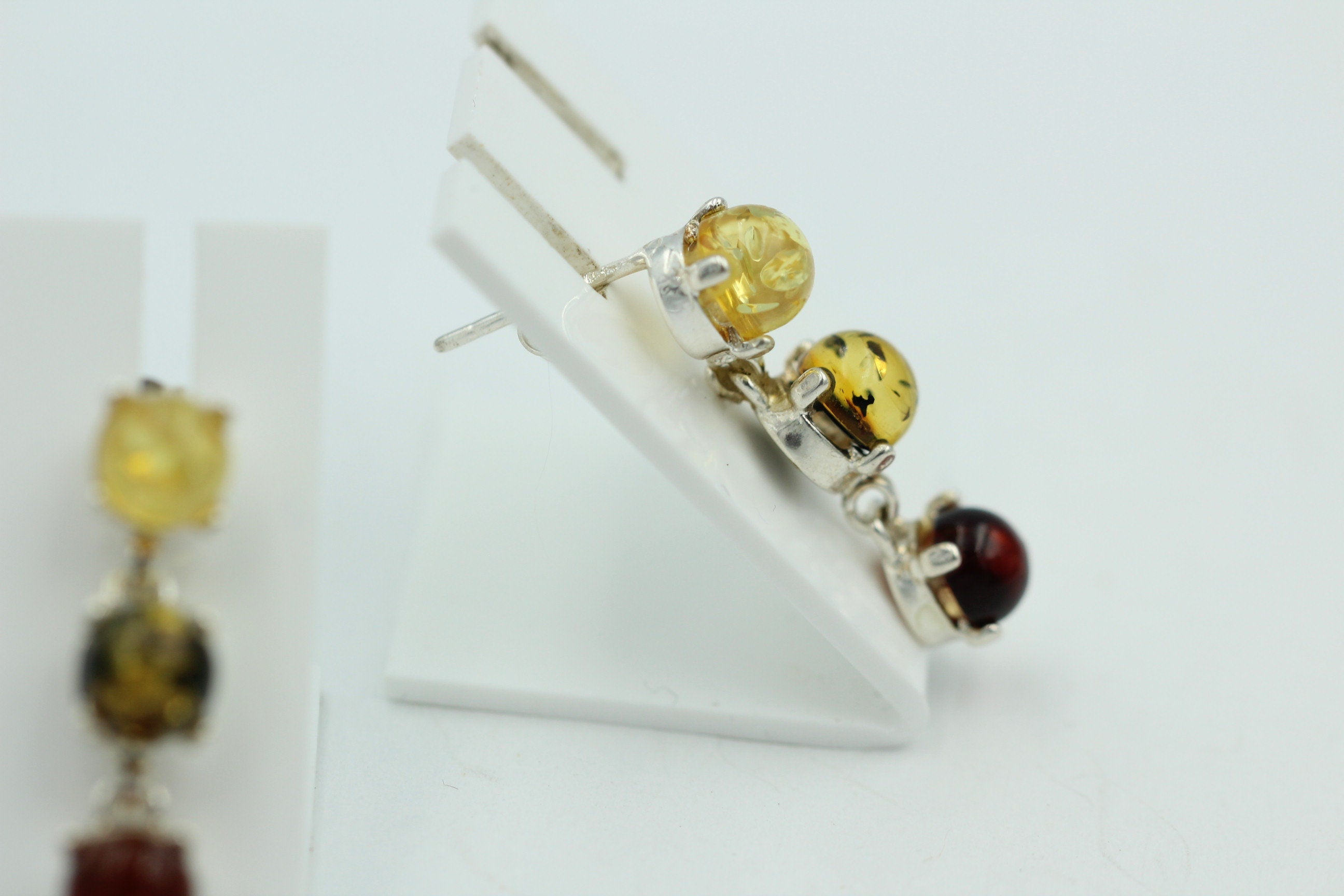 Bernstein Brisur 925 Silber Ohrstecker Ohrring Cabochon vom Baltikum Top Edel