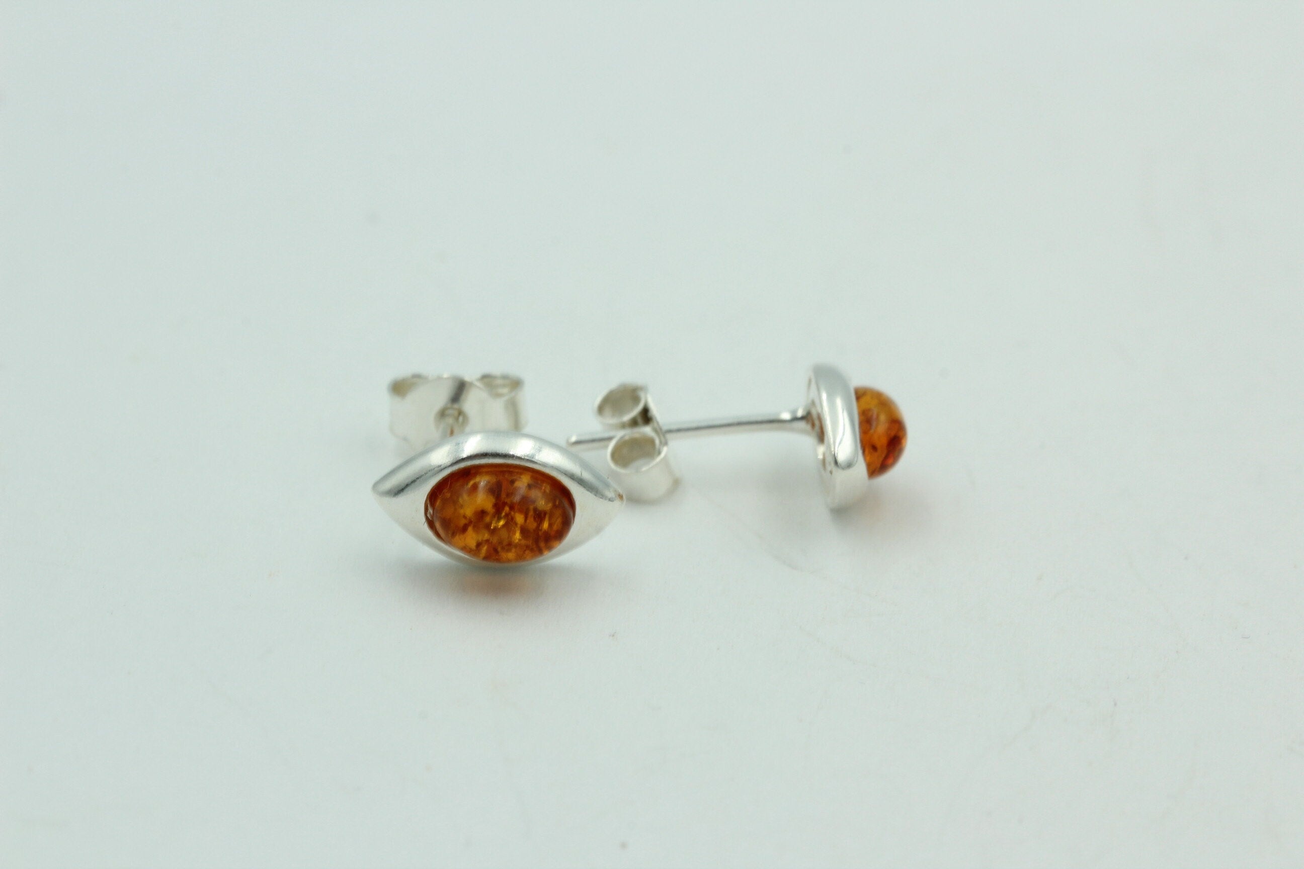 Edle Bernsteinohrstecker 925 Silber Ohrring Unisex Bernstein Litauen