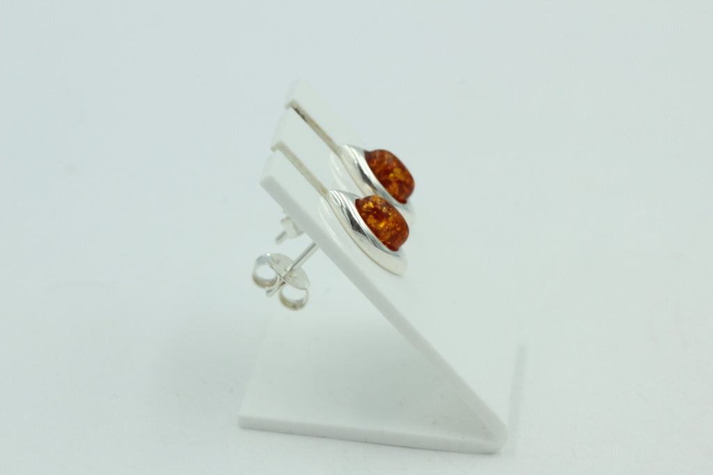 Edle Bernsteinohrstecker 925 Silber Ohrring Unisex Bernstein Litauen
