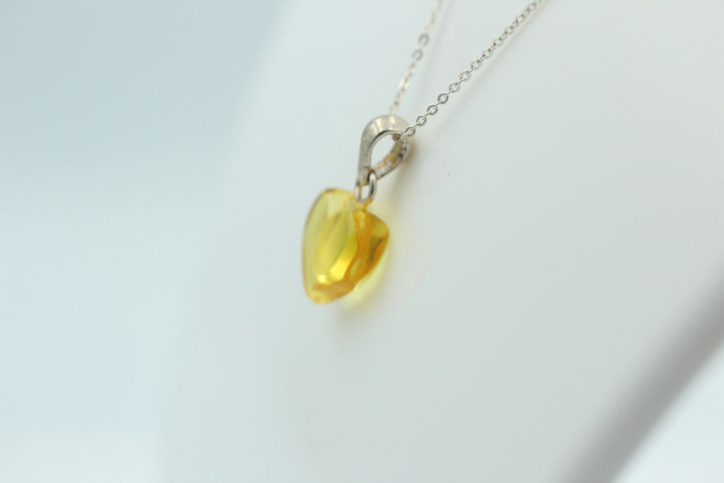 Bernsteinherz 925 Silber Collier Kette Bernstein Herz Top Bernsteinanhänger