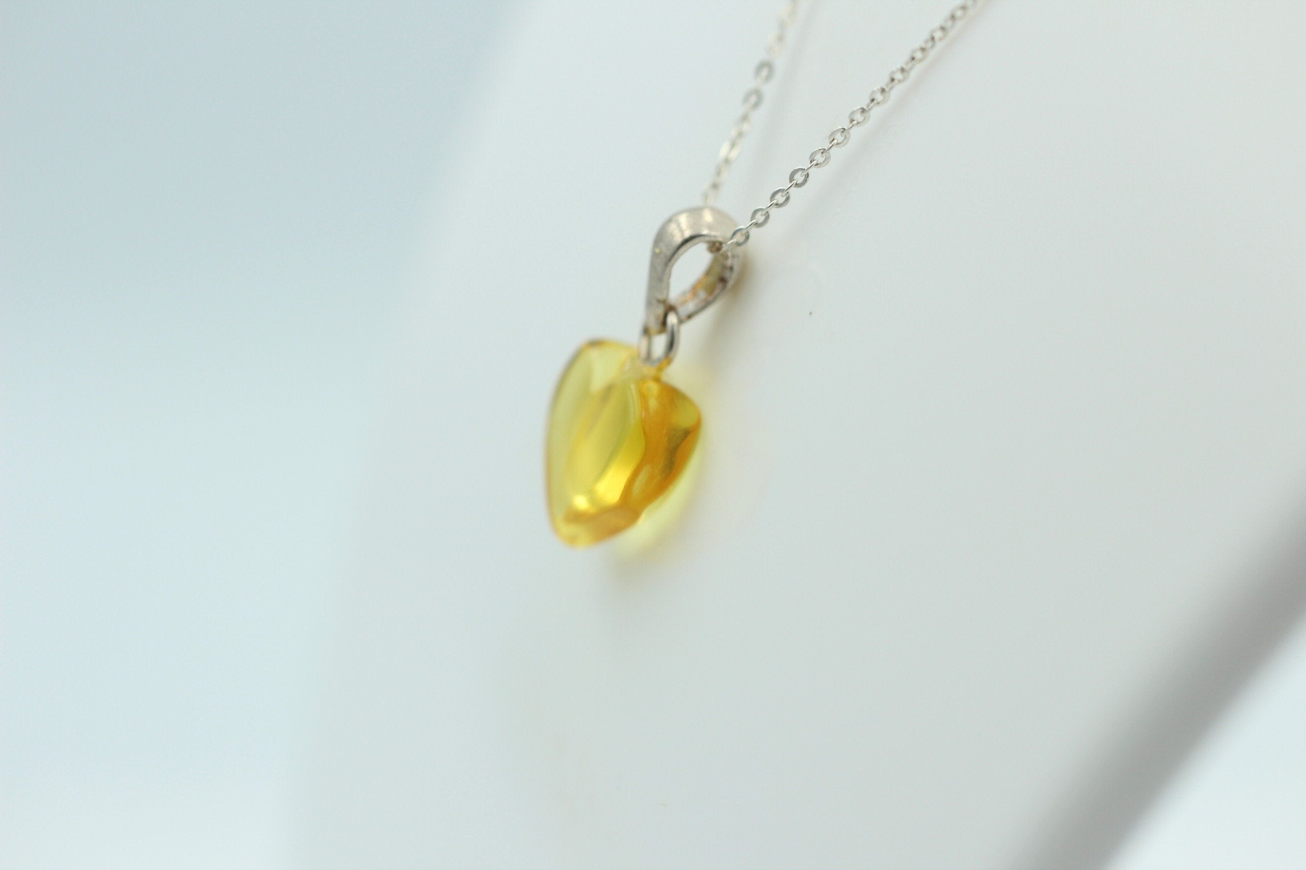 Bernsteinherz 925 Silber Collier Kette Bernstein Herz Top Bernsteinanhänger