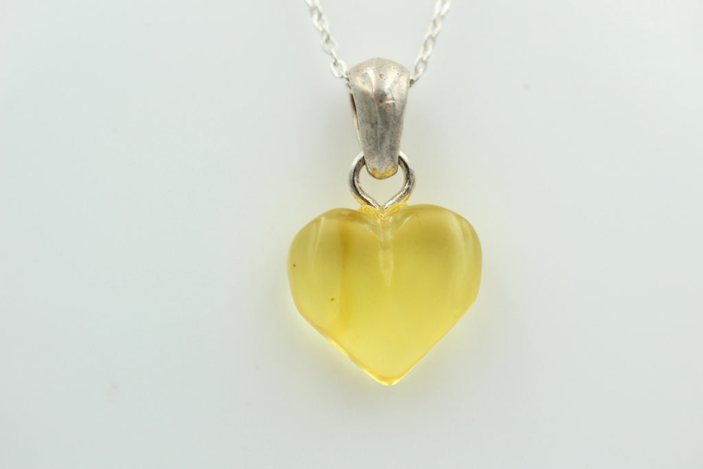 Bernsteinherz 925 Silber Collier Kette Bernstein Herz Top Bernsteinanhänger
