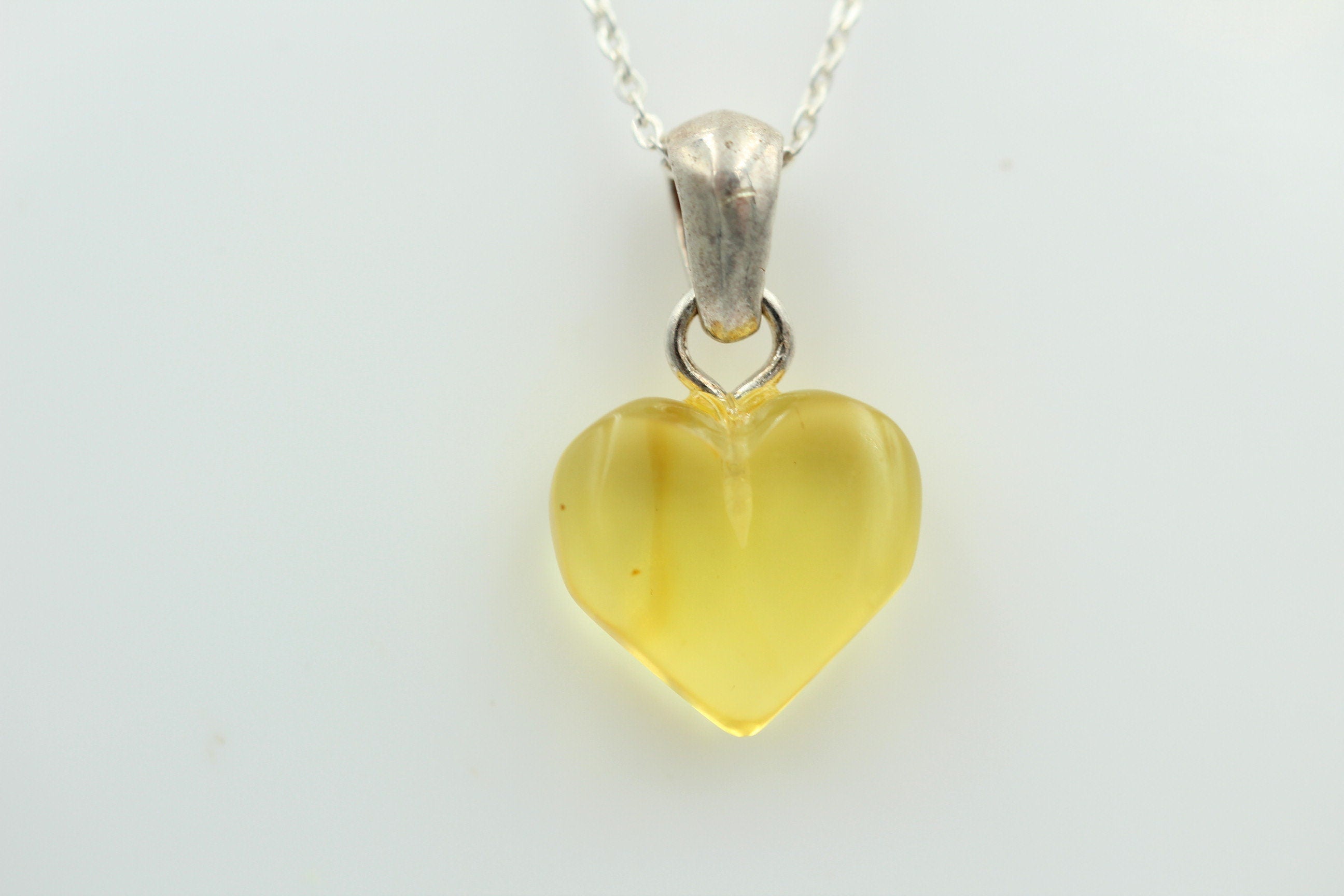 Bernsteinherz 925 Silber Collier Kette Bernstein Herz Top Bernsteinanhänger