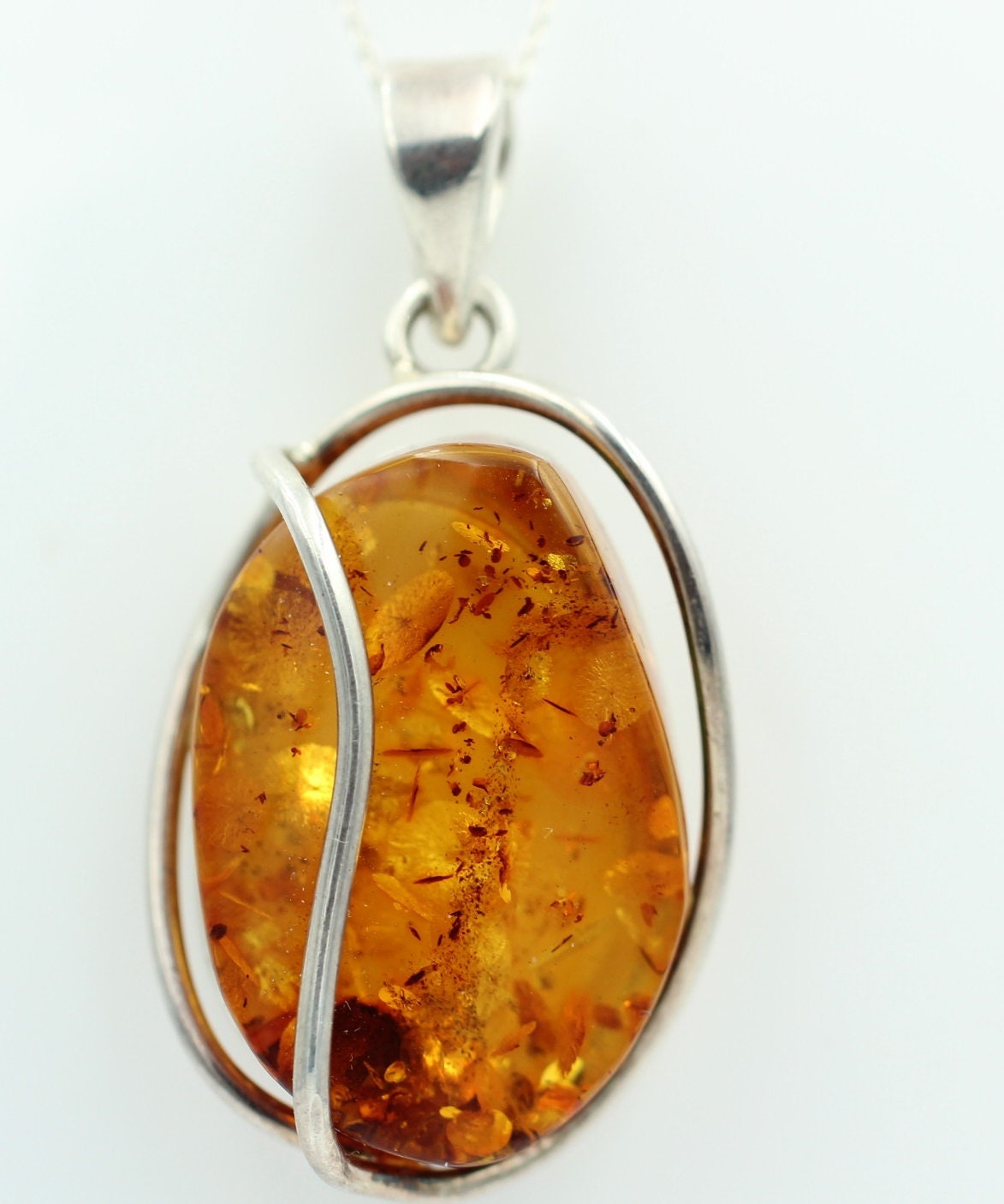 Design Bernsteinanhänger 925 Silber Bernstein Schmuck Collier Kette Bernstein